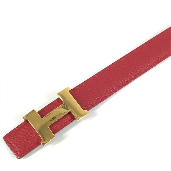 HERMES H Belt H Belt Constance Belt for bottoms belt Leather Red x Black/Gold - Picture 5 of 15